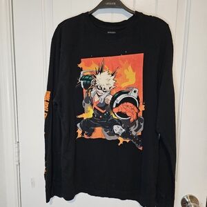 ​My Hero Academia Katsuki Bakugo Long Sleeve Shirt Black Anime Funimation M